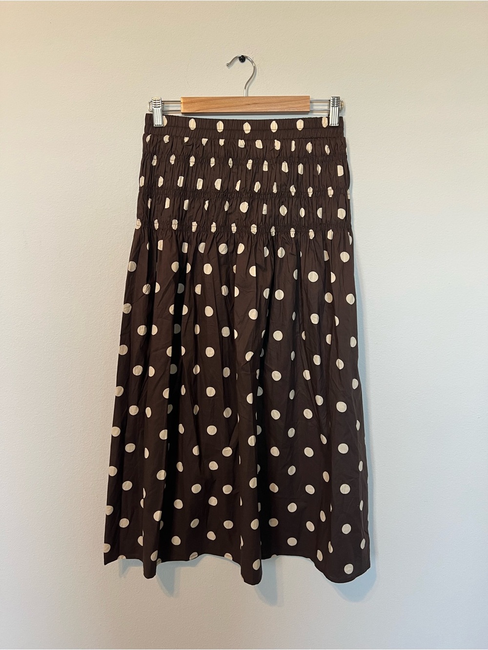 NWT Polka Dot Midi Skirt Brown